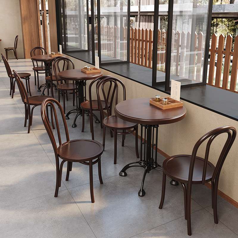 商用餐厅奶茶店桌椅组合洽谈美式复古咖啡厅西餐厅实木餐桌餐椅子