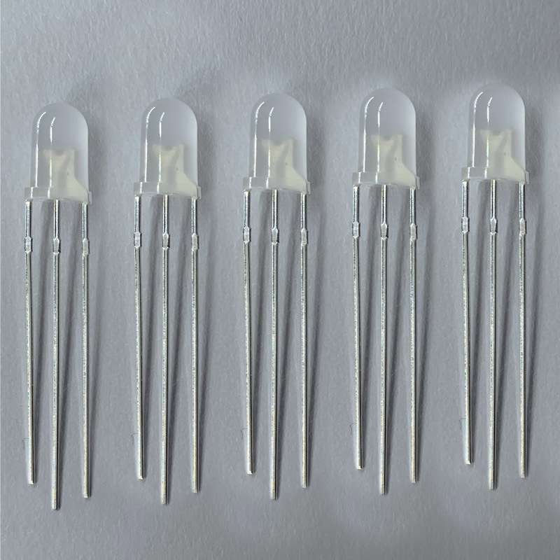 5mm红绿雾状双色三脚LED灯珠F5红蓝红翠绿红黄发光二极管共阳共阴