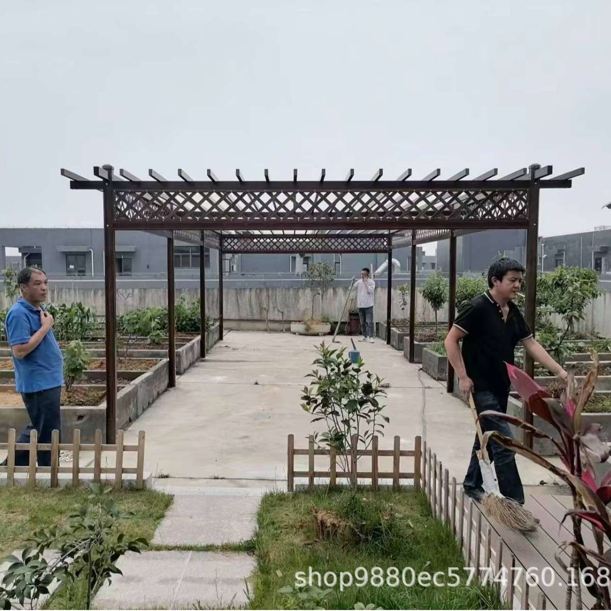 庭院玻璃钢葡萄架别墅后花园廊架户外仿木纹园林四角架子长廊室外