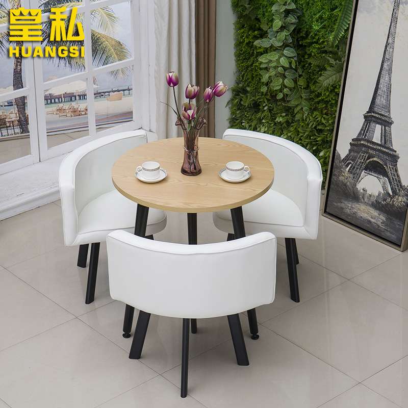 休闲办公家用木餐桌咖啡奶茶甜品小吃店铺售楼处4s店接待桌椅组合