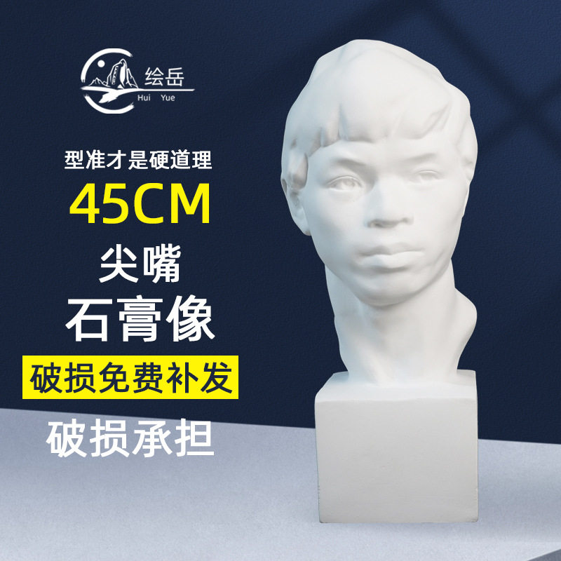 绘岳45cm尖嘴美术石膏人物头像素描石膏像中国青年少年美术室配套