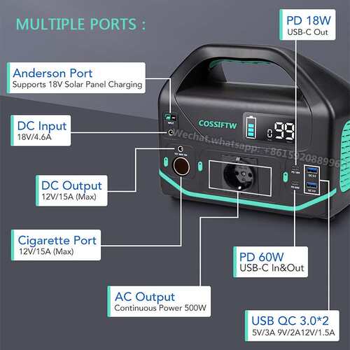 500W Output Power Station 150000 mAh LED Solar Power Generat