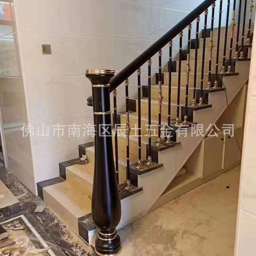 厂家直供铝艺扶手阳台护栏别墅室内外铝合金扶手雕花镂空金属扶手