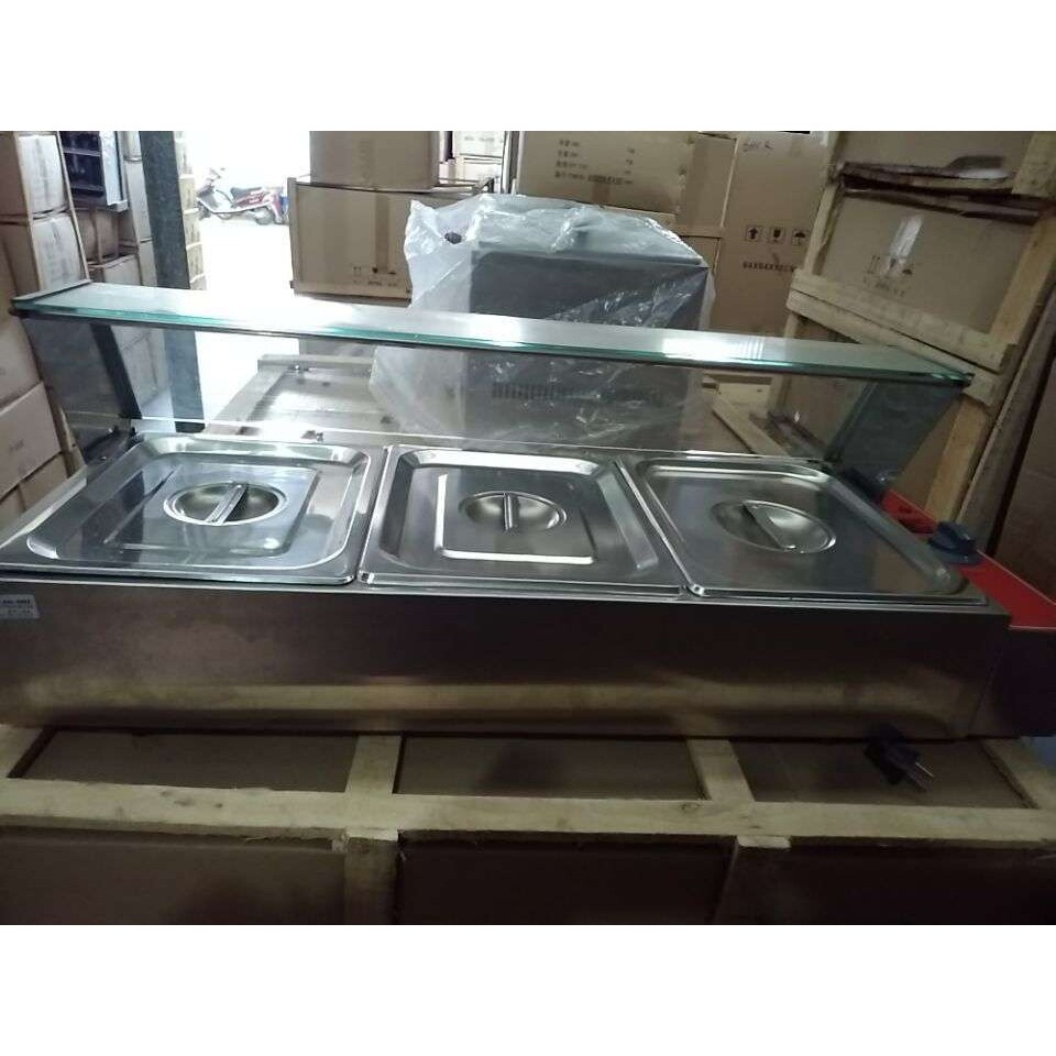 杰亿电热保温汤池带玻璃罩台式快餐保温台汤锅商用自助加热汤池盆