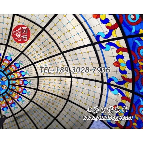 彩绘玻璃穹顶中海地产集团山西彩绘穹顶玻璃
