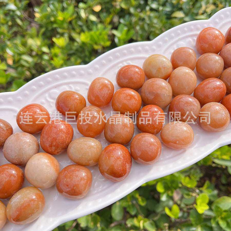 天然红东陵滚石摆件red aventurine橙东陵石英岩挖宝淘矿供亚马逊
