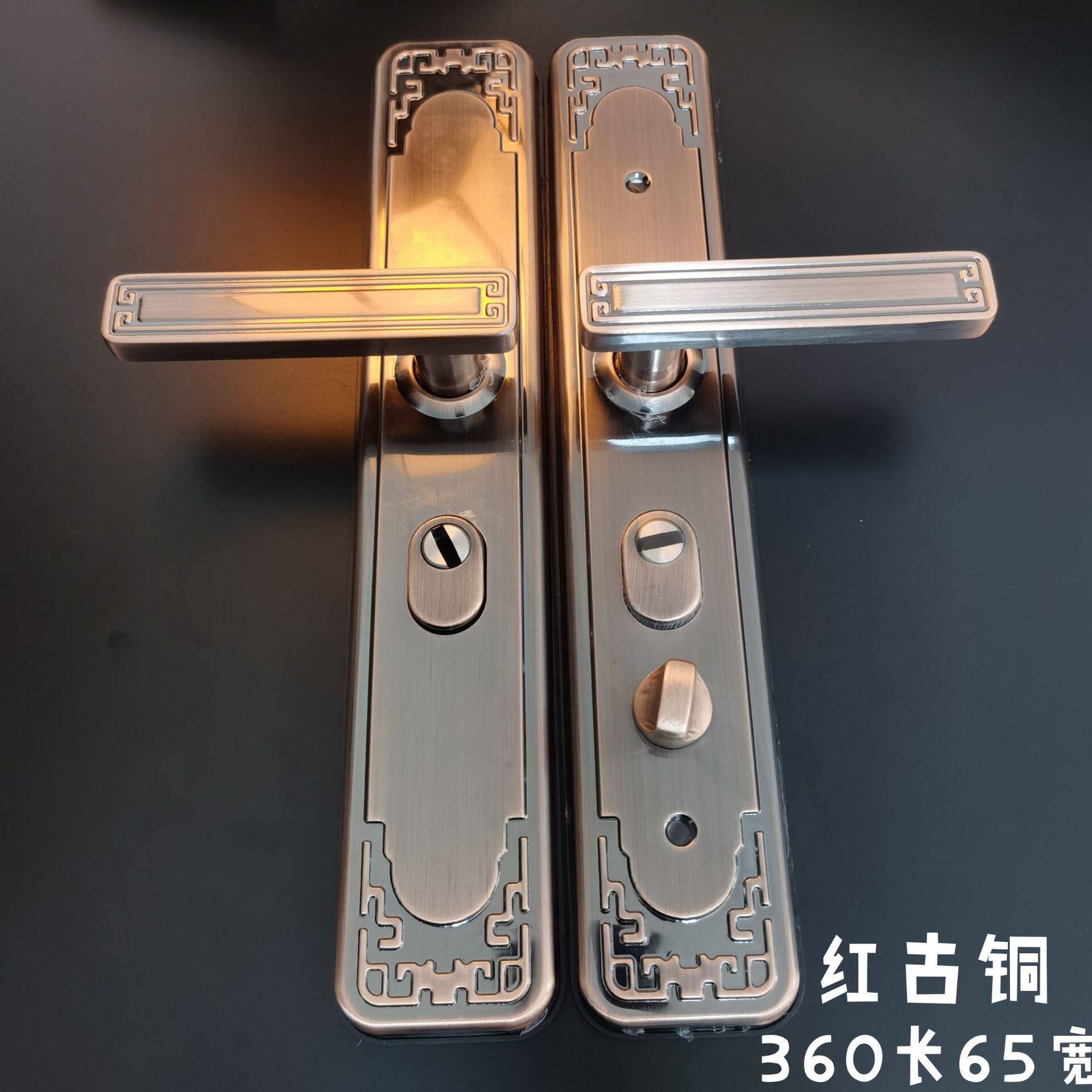 【厂家直销】入户门防盗门锁红古铜多功能加强双拉簧秒锁匠拉手