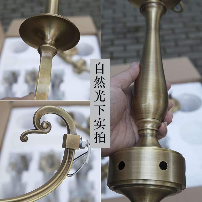 美式乡村简约现代客厅餐厅灯饰欧式复古纯铜布艺灯具简美全铜吊灯