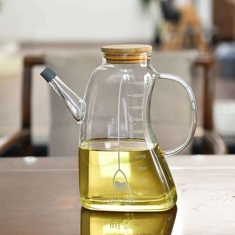玻璃油壶家用油罐油瓶厨房大容量酱油醋调味瓶带刻度防漏设计