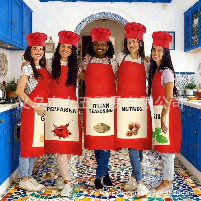 跨境新品6pcs Spice Costume and Hat Set红色围裙套装