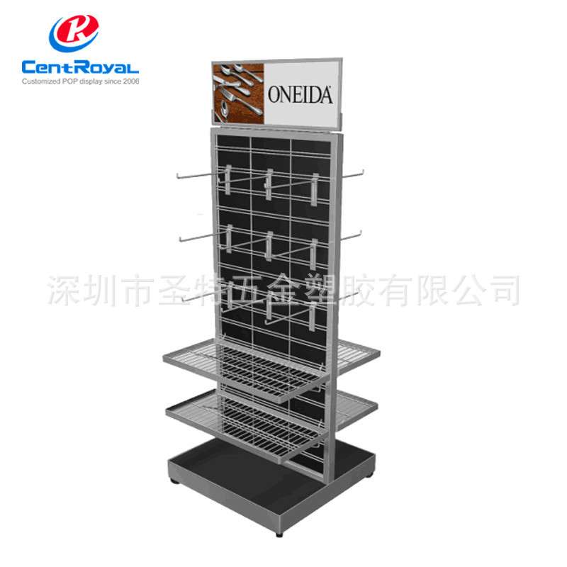 专业设计定 制 可移动金属展示架 挂钩货架 双面展示架定 做