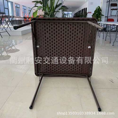 80cm square wood grain square table 塑料仿藤艺折叠桌椅
