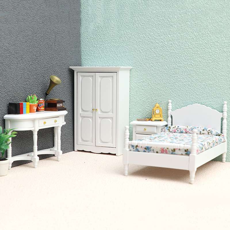 1:12娃娃屋dollhouse迷你家具微缩场景摆件食玩模型袖珍卧室套装