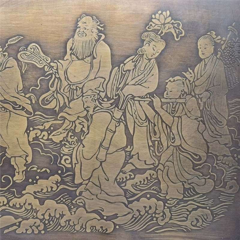 古玩收藏仿古八仙过海盘子铜盘子八仙水果盘工艺品摆件