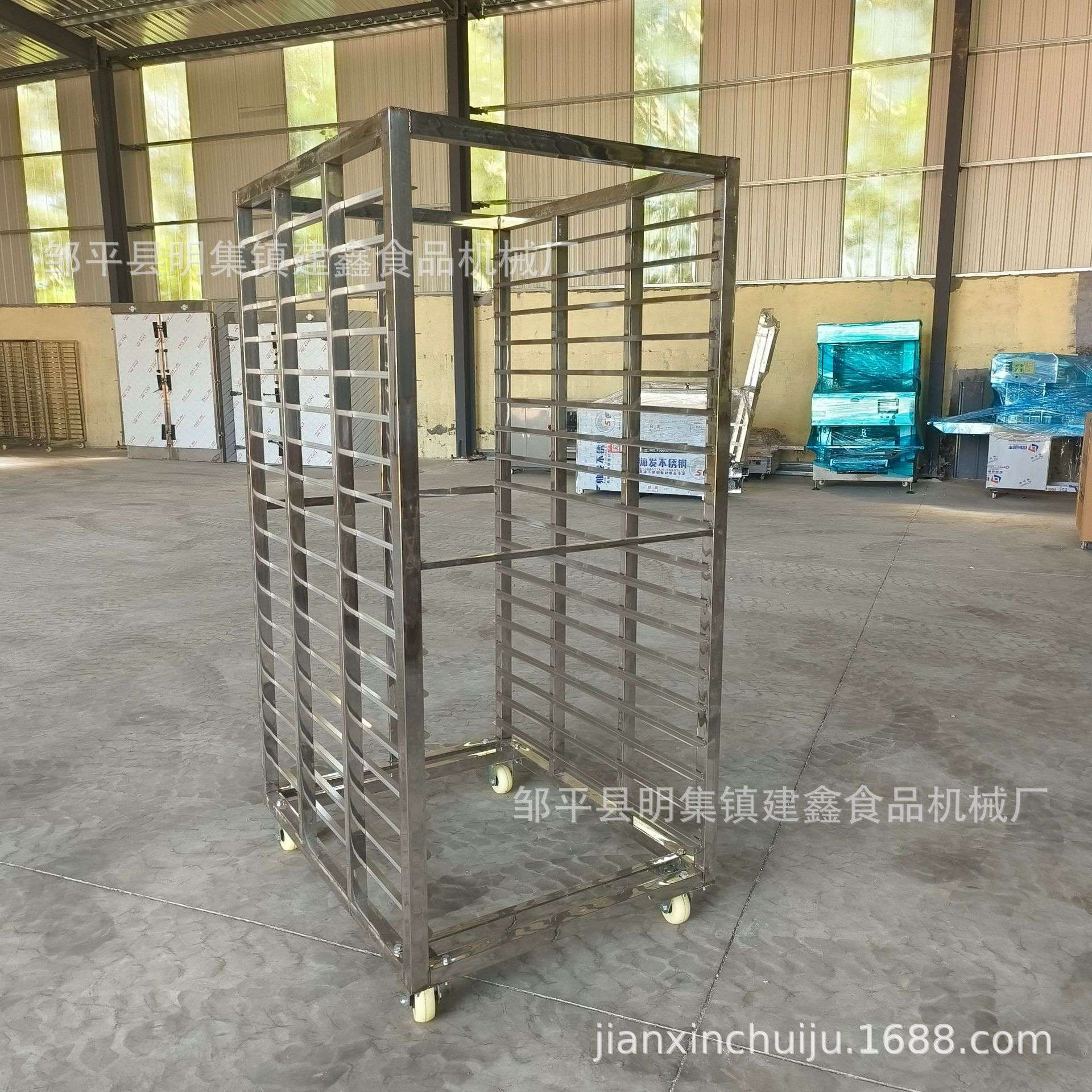海南不锈钢烘干架子车龙眼晾晒网层架18层36盘馒头小推车
