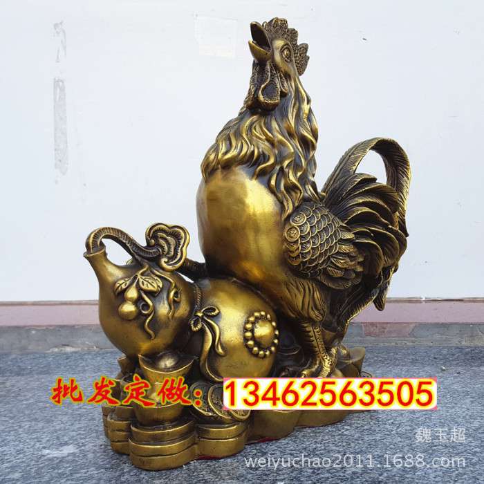 厂家直销大号铜公鸡摆件 葫芦鸡生肖鸡金钱鸡元宝鸡客厅风水铜器