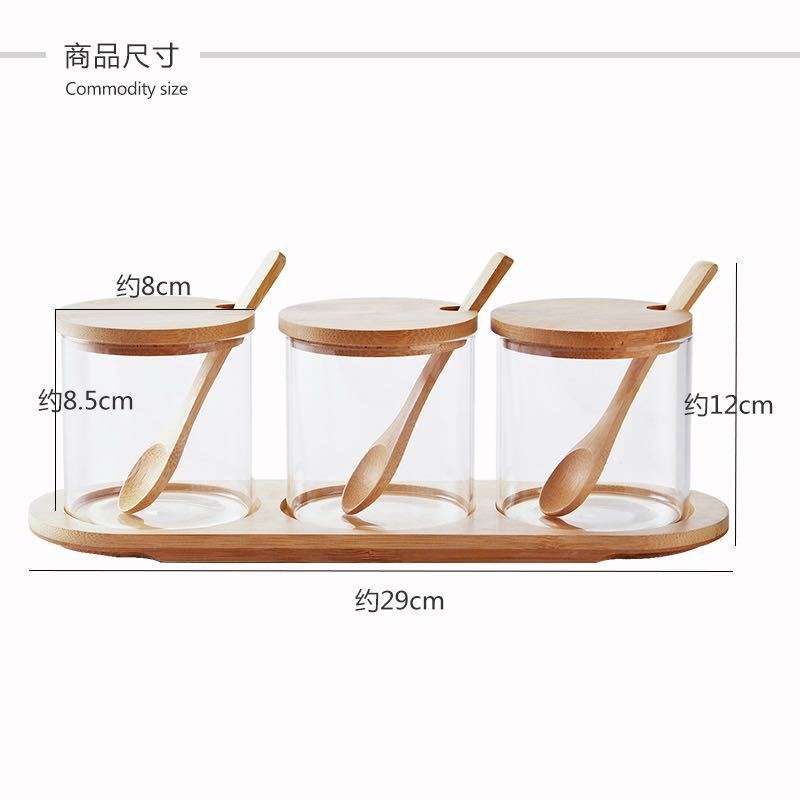 厂家 厨房玻璃调料罐套装透明调料盒油盐罐子调味罐三件套