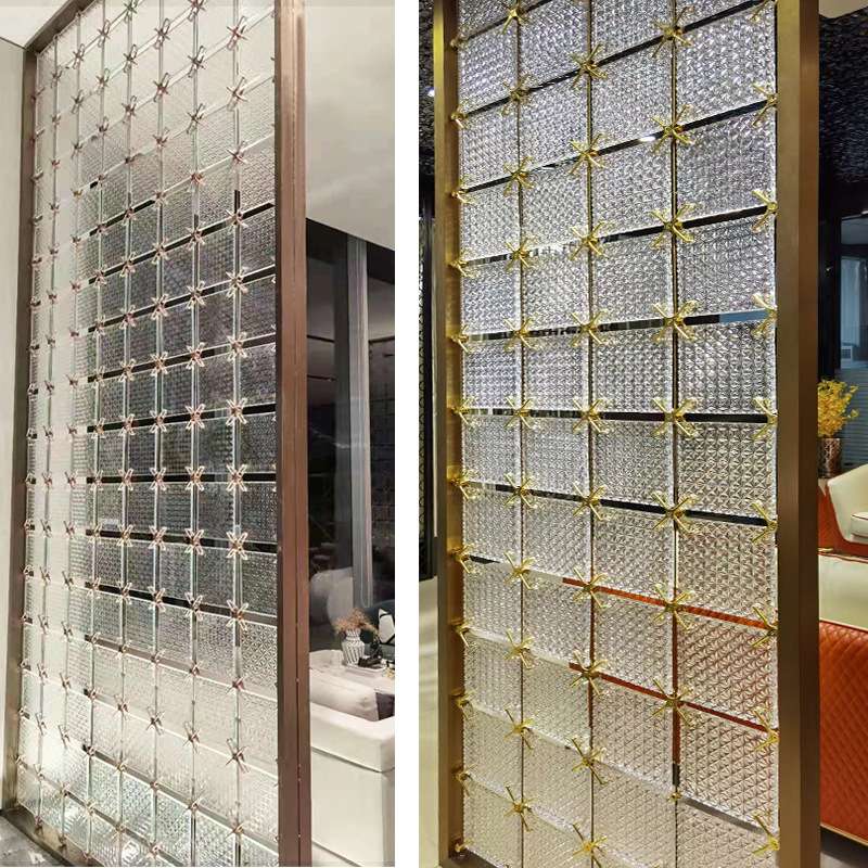 不锈钢屏风隔断客厅房现代简约酒店新中式入户置物架铁艺玄关装饰