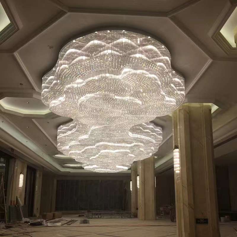 豪华酒店工程吊灯非标圆圈水晶灯艺术圆圈组合设计造型灯咖啡店吊