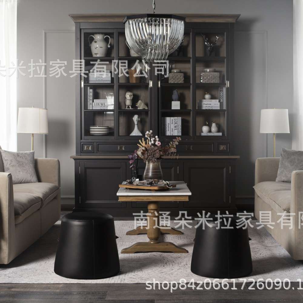 RH美式实木客厅茶几高端桌面大理石设计高品质茶几咖啡桌