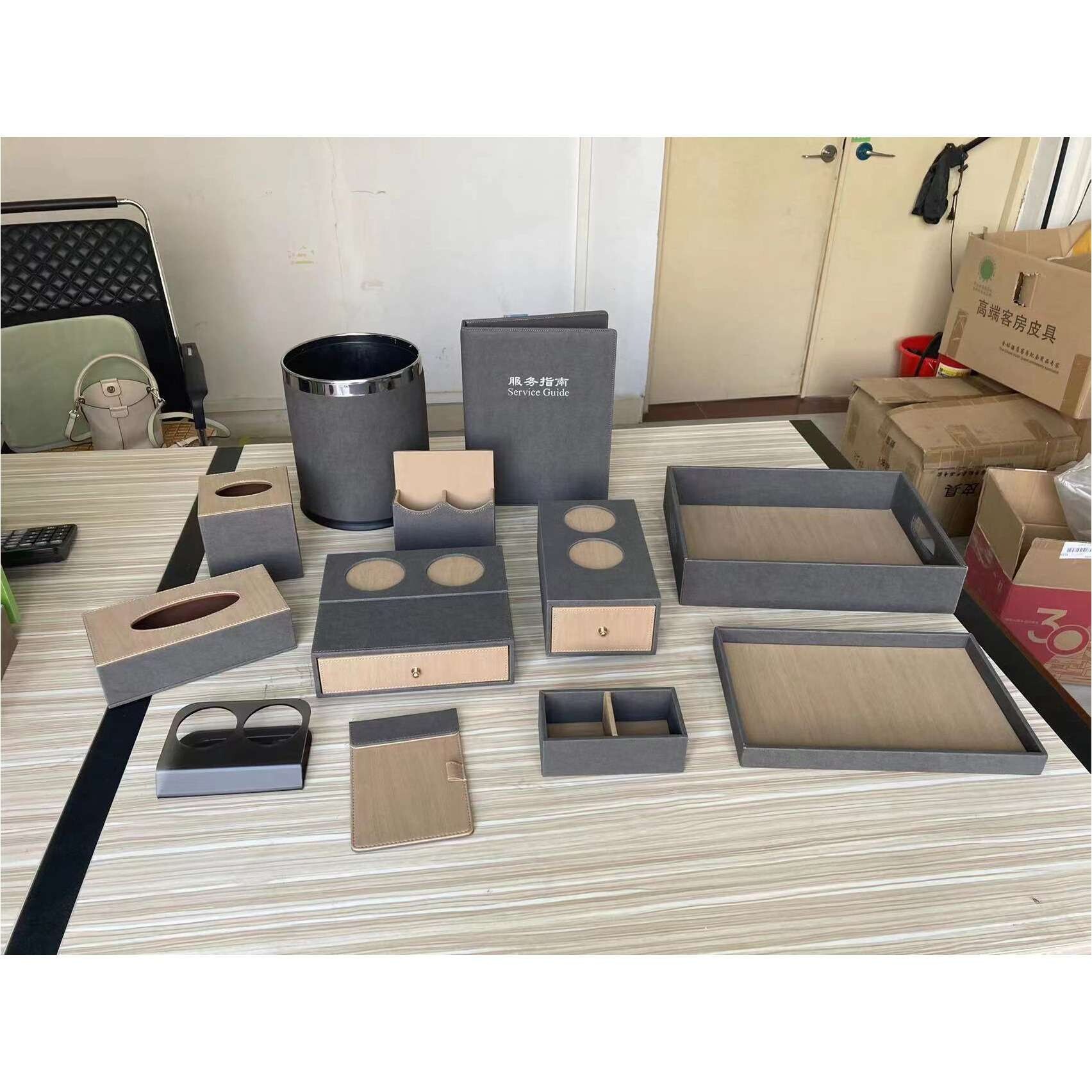 垃圾桶logo酒店KTV宾馆专用10L家用塑料阻燃双层垃圾桶皮具用品
