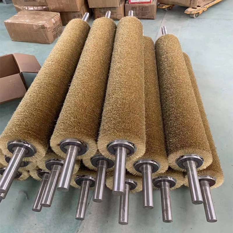 供应筛沙机筛网钢丝刷辊工业抛光除锈打磨镀铜毛刷辊金属拉丝刷辊