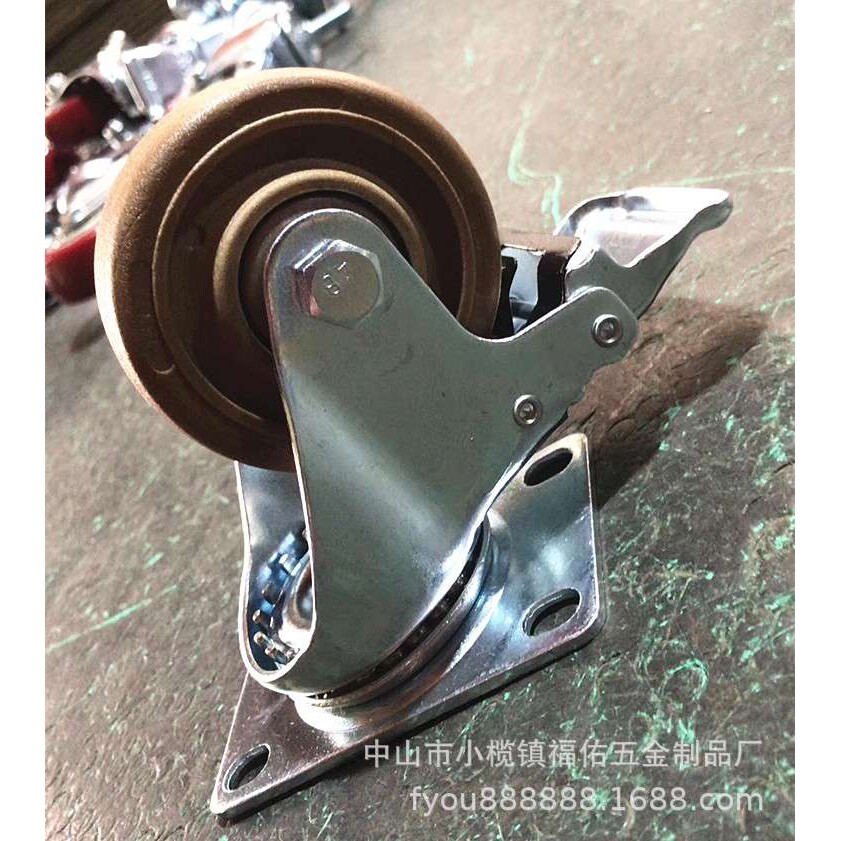 3寸4寸5寸棕色万向轮耐高温尼龙脚轮烤箱烤炉烘干房推车轮子直供