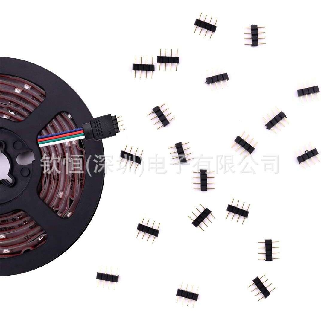 93PCS 跨境热卖LED 灯免焊连接器 5050RGB灯条延长线 4p10mm卡子