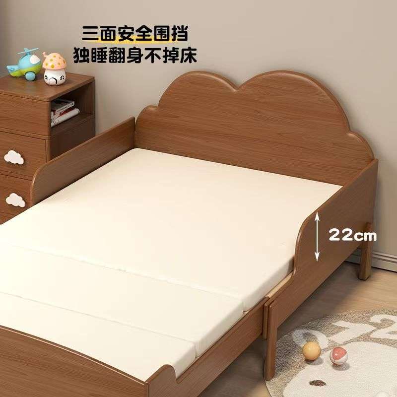 实木儿童伸缩床可折叠拼接单人男孩女孩小户型抽拉床婴儿床带护栏