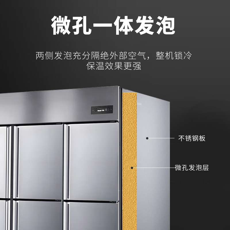 焕鑫商用六门冰箱全冷藏冷冻双温大容量厨房不锈钢全铜管立式冰柜