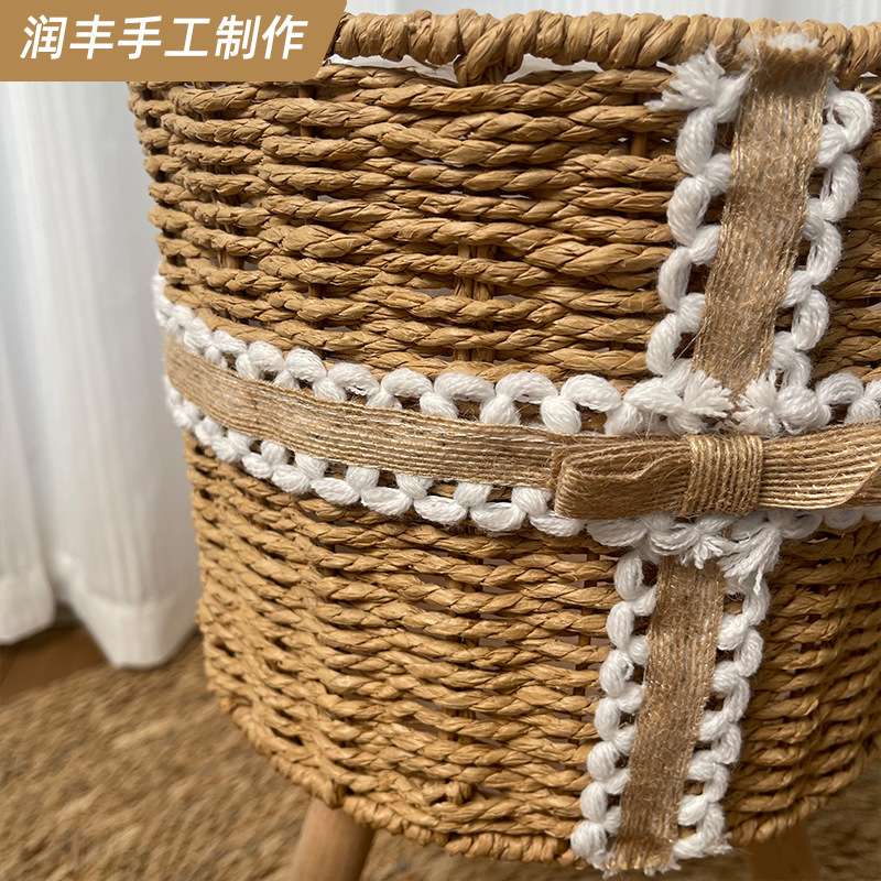 竹编花架藤编客厅阳台竹藤室内花盆架落地式植物花篮架子田园手工