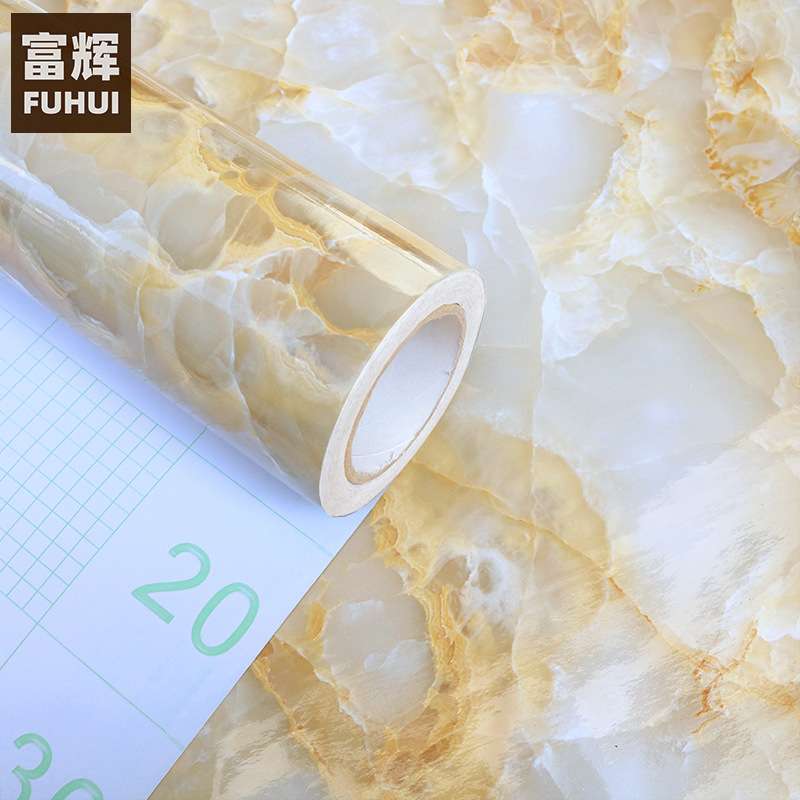 加厚大理石贴纸防水墙纸自粘厨房台面防油柜桌子家具翻新壁纸50米