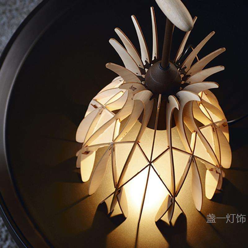 上海设计师西班牙木片圆顶形桌架台灯酒店商铺样板房别墅工程