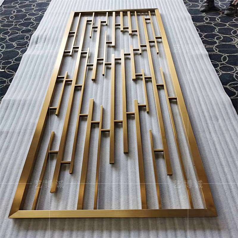 客厅北欧入户进门风水玄关花格黄金色轻奢现代简约镂空不锈钢屏风
