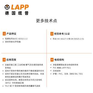 缆普电缆LAPP?LFLEX?CLASSIC 100 300/500V耐油RVV控制信号线