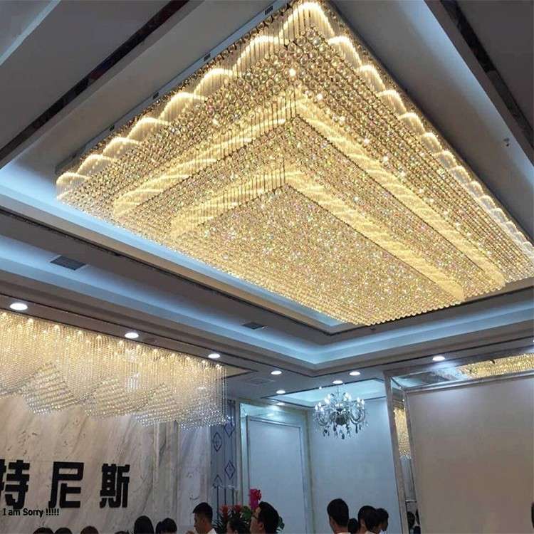 酒店大堂水晶灯别墅大厅客厅宴会厅售楼部金店大型长方形工程灯具