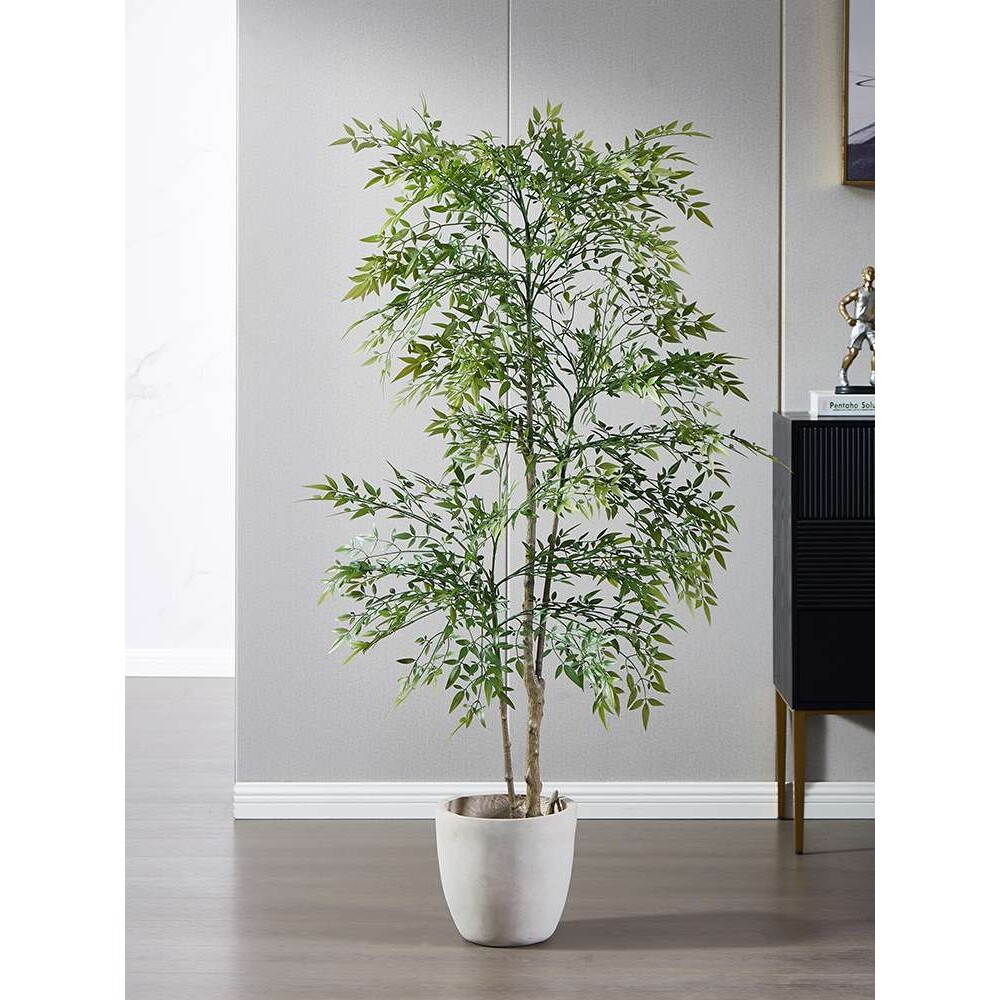 仿真植物南天竹盆栽仿生绿植盆景假树造景客厅家居装饰火焰兰天竹
