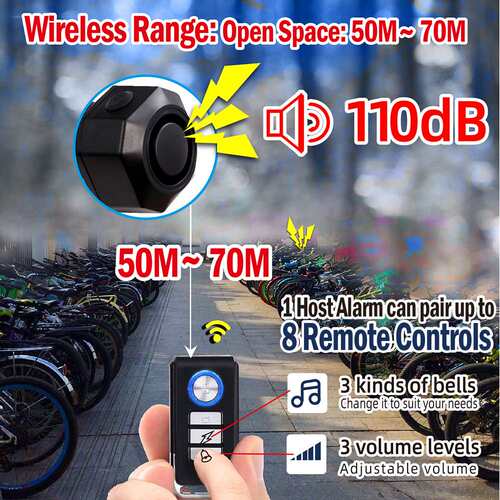 Anti-theft 110db Wireless Remote Control Bike Alarm with cat