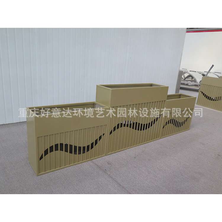 新款户外不锈钢花盆 简约落地式铁艺花箱 商场售楼部外摆组合花钵