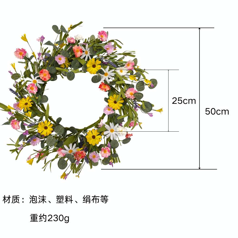 新品仿真花环纸花绢花尤加利叶婚庆展示挂饰装饰酒店餐厅门挂