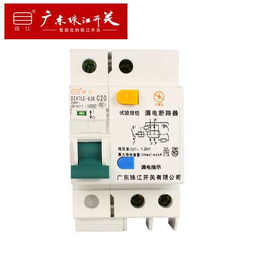珠江开关 DZ47LE 1P+N 6-63A 断路器 防雷浪涌保护器漏电空气开关