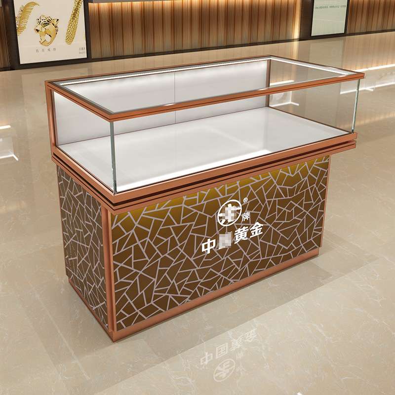 鸿钛珠宝展示柜几何线条首饰精品展示柜新款现代钢化玻璃展柜货架