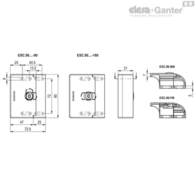 Elesa Ganter伊莉莎冈特 ESC带门锁手柄带不带内置锁高科技聚合体