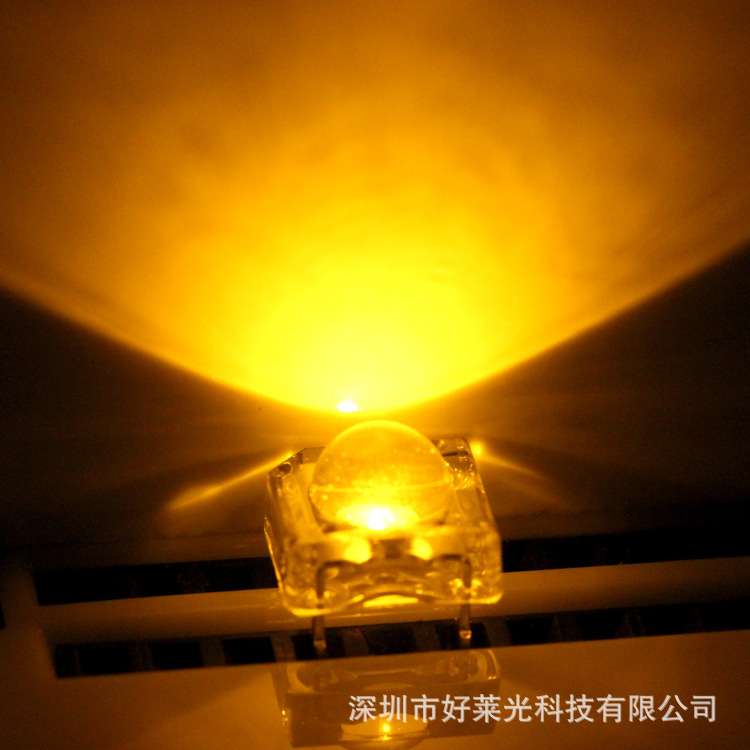 F5/5mm食人鱼黄光高亮食人鱼黄灯四脚led发光管 车灯专用led灯珠