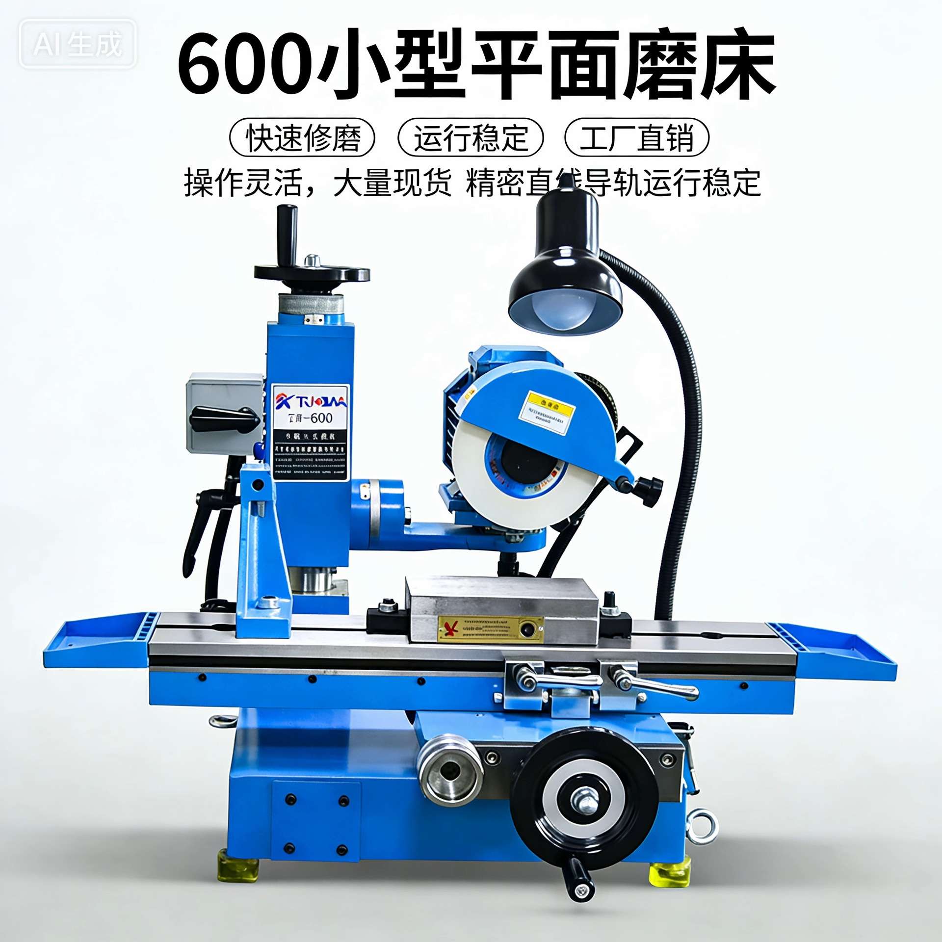 现货精密直线导轨台式QY-600小型手摇平面磨床标配125*250mm磁盘