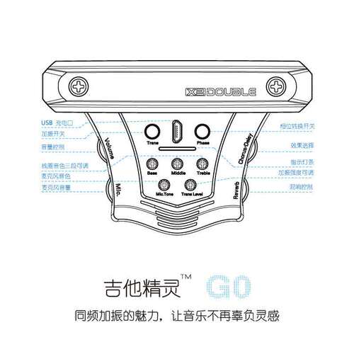 DOUBLE加振拾音器吉他精灵G0民谣木吉他同频加震拾音器免开孔演出
