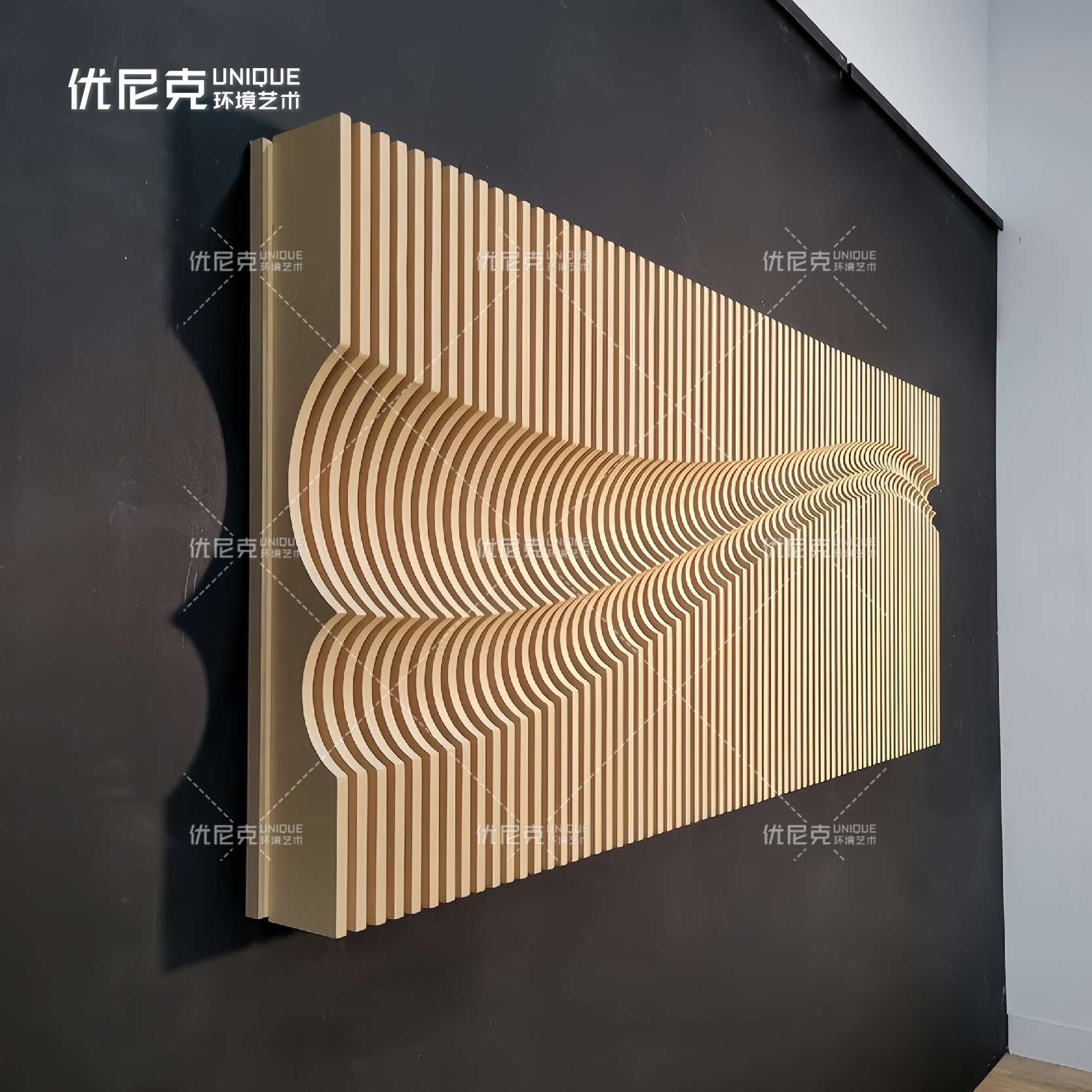 实木切片水浪纹壁饰商场酒店别墅售楼处民宿创意实木创意个性装饰