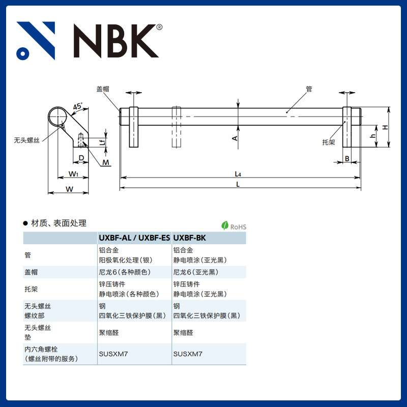 NBK UXBF 铝合金管式拉手把手 机床附件通用配件 机械零部件厂家