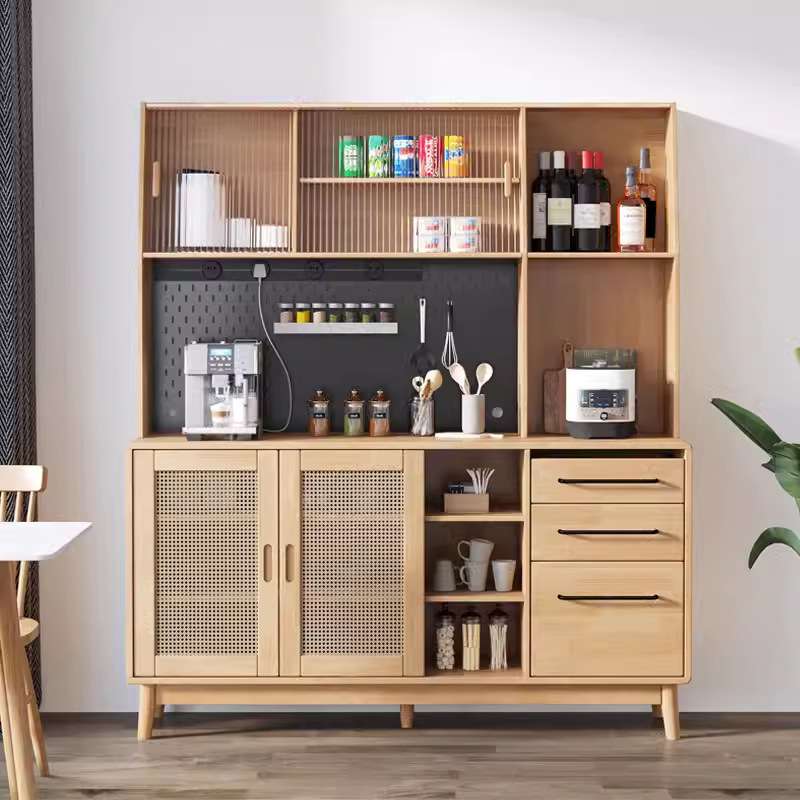 现代简约纯实木家用一体靠墙高柜多功能北欧餐边柜茶水柜橱柜
