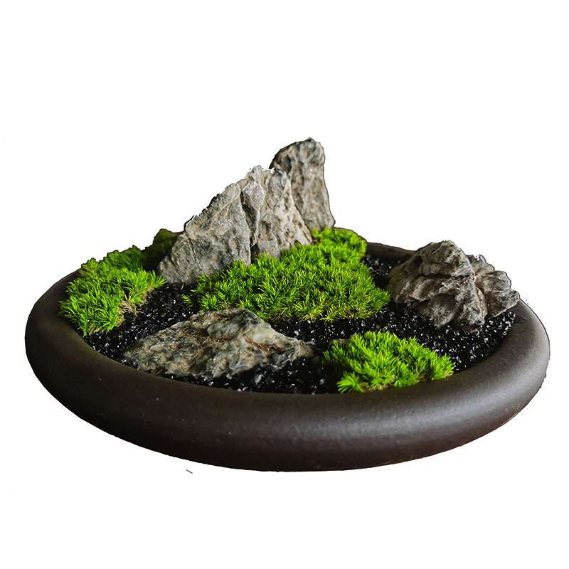 新中式仿真植物永生苔藓假山微景观创意绿植花艺盆景软装样板摆件
